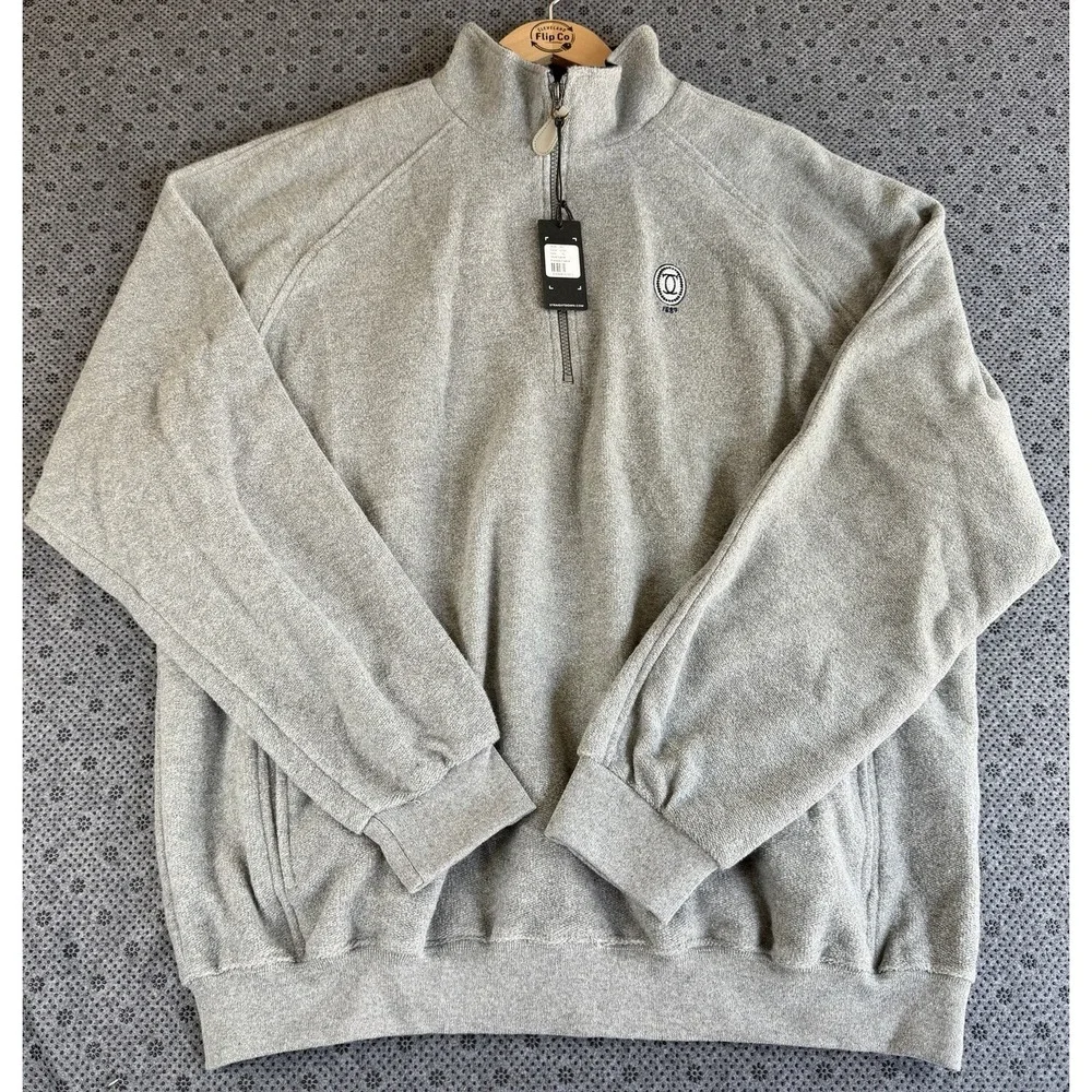 Straight Down Mens XL Fairway Fleece 1/2 Zip Golf Pullover Sweater Gray 1889